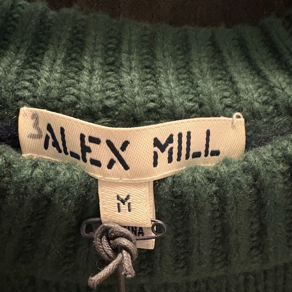 ALEX MILL Nottinghill Merino Wool Blend Sweater Medium Green NWT - Picture 7 of 7